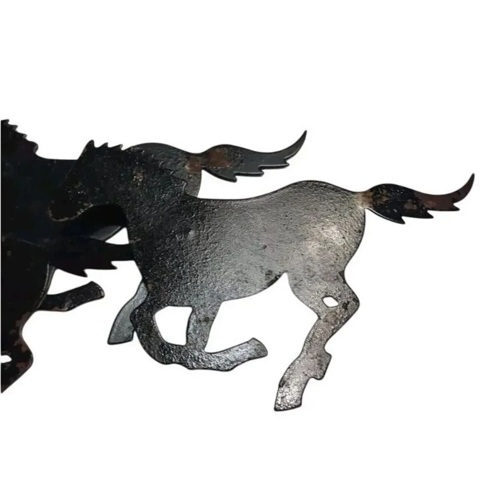 Vintage Americana 3D metal galloping horses Wall hanging art 16